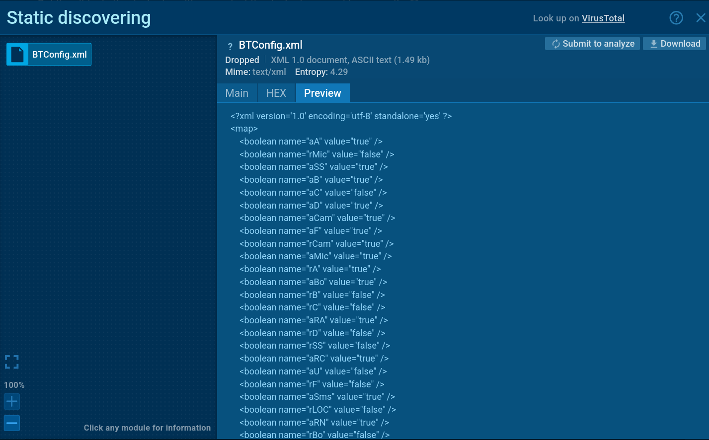 BTMOB RAT configuration file in Interactive Sandbox