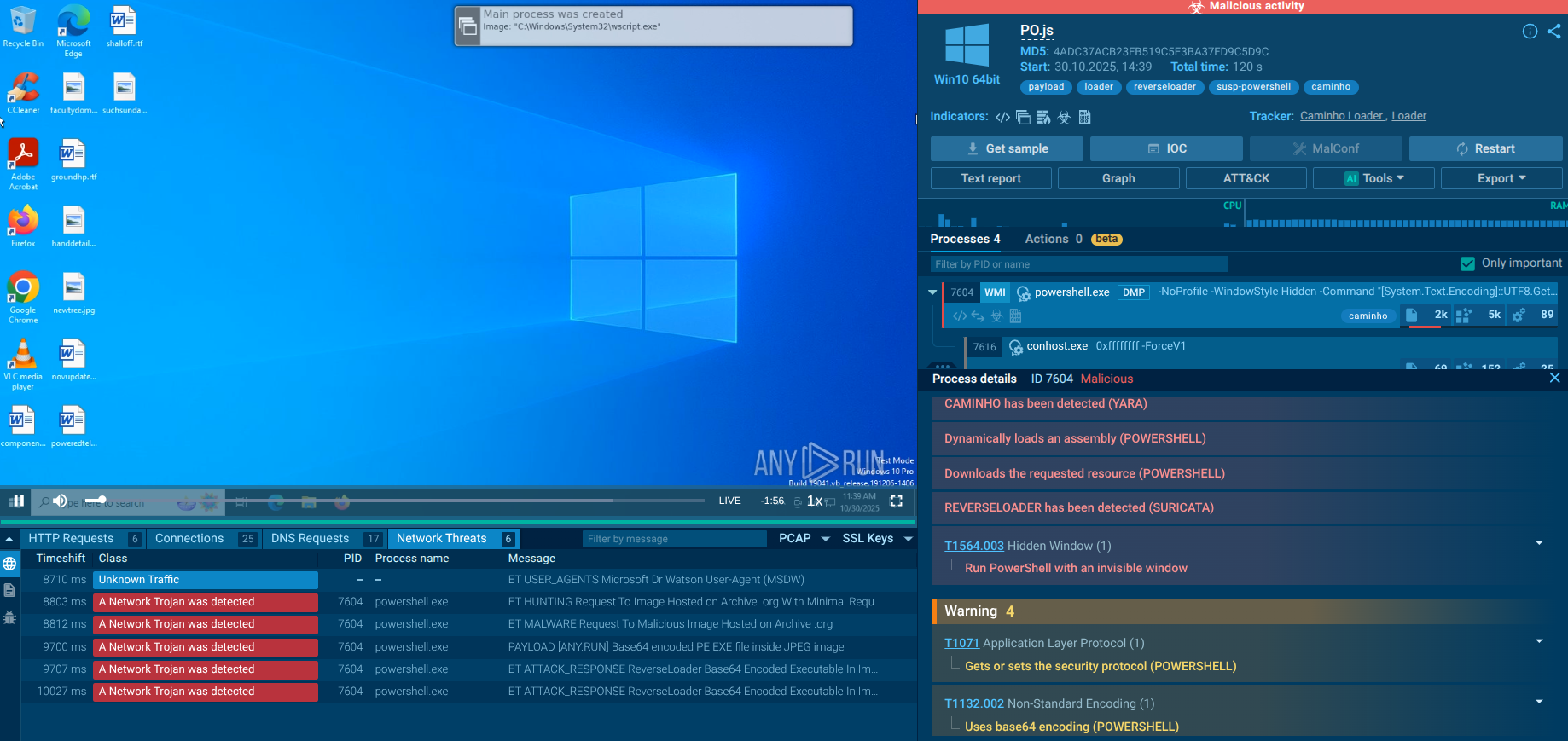 Caminho Loader malware analysis in Interactive Sandbox