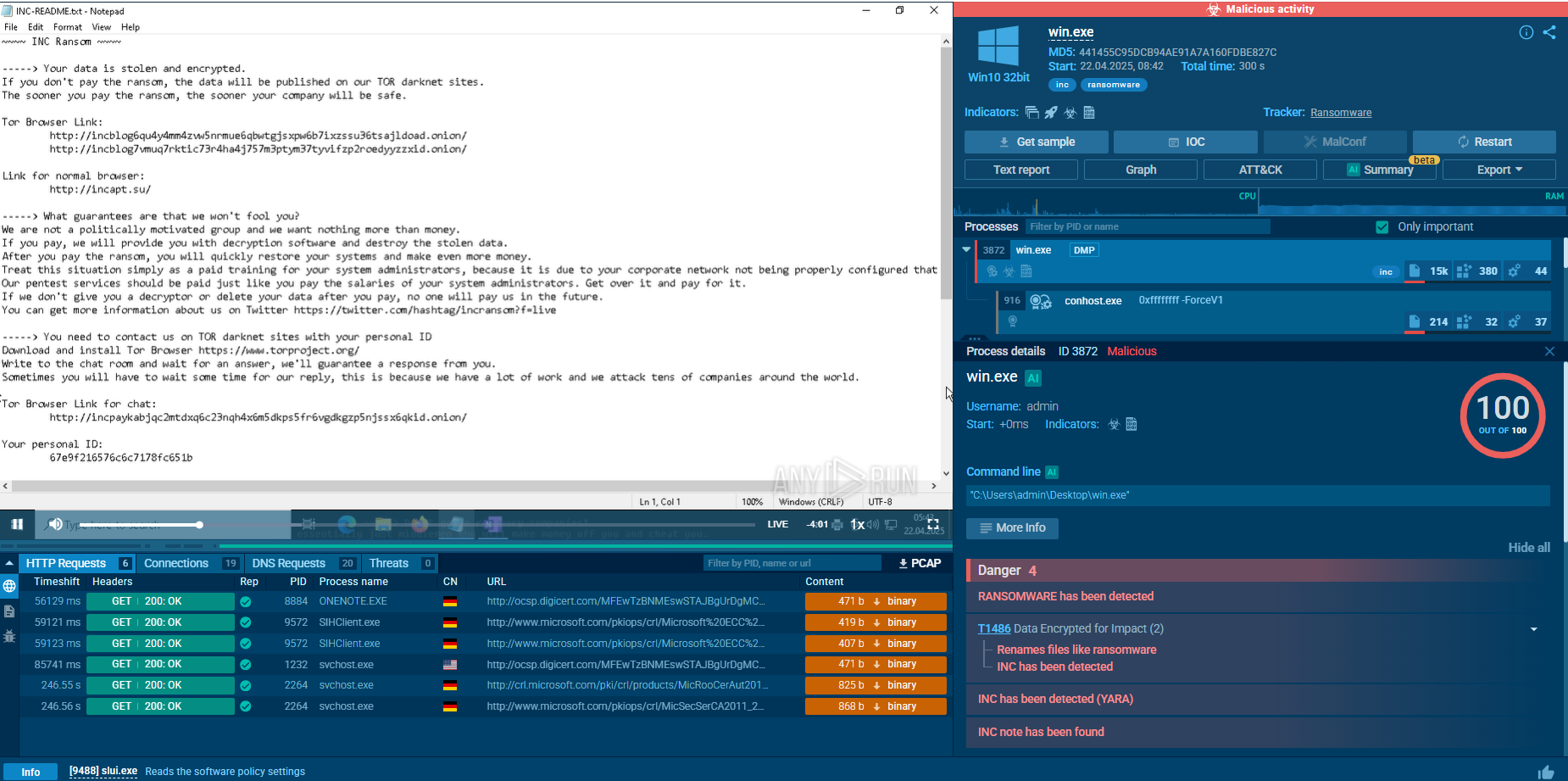 INC Ransomware analysis in ANY.RUN Sandbox