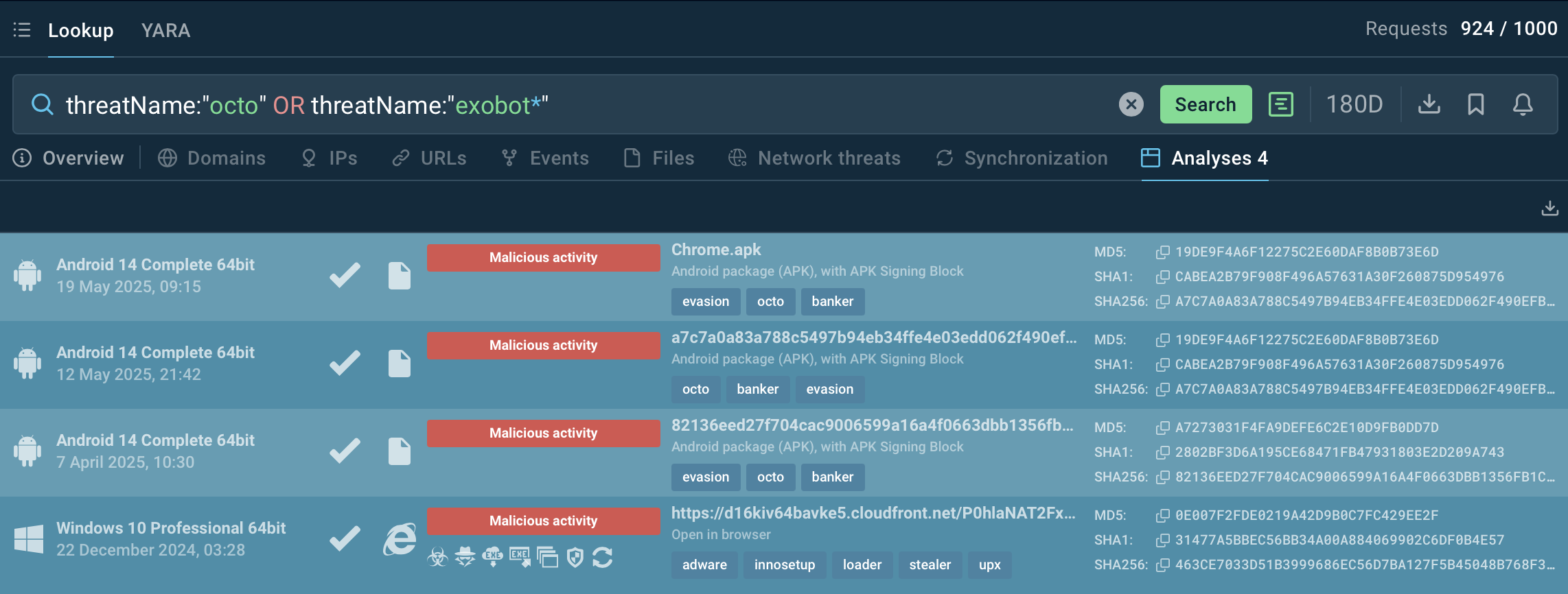 Octo search in TI Lookup