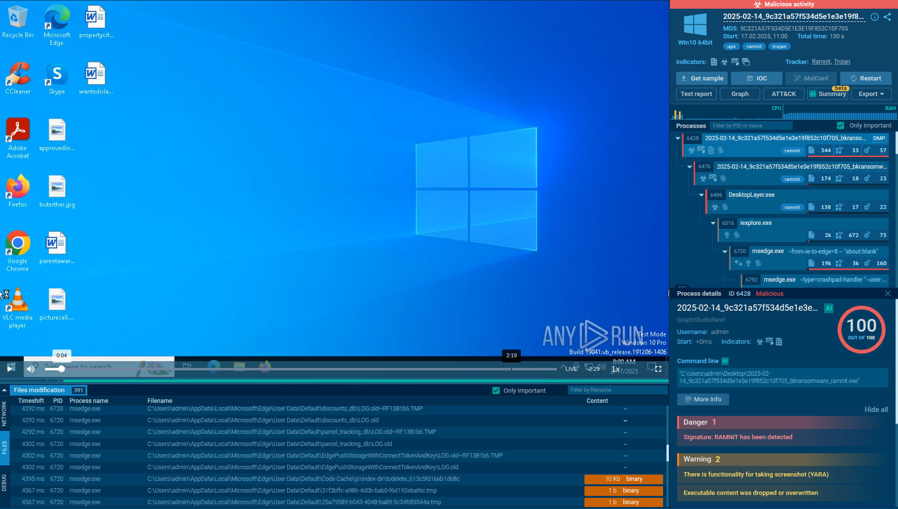 Ramnit analysis in the ANY.RUN Sandbox