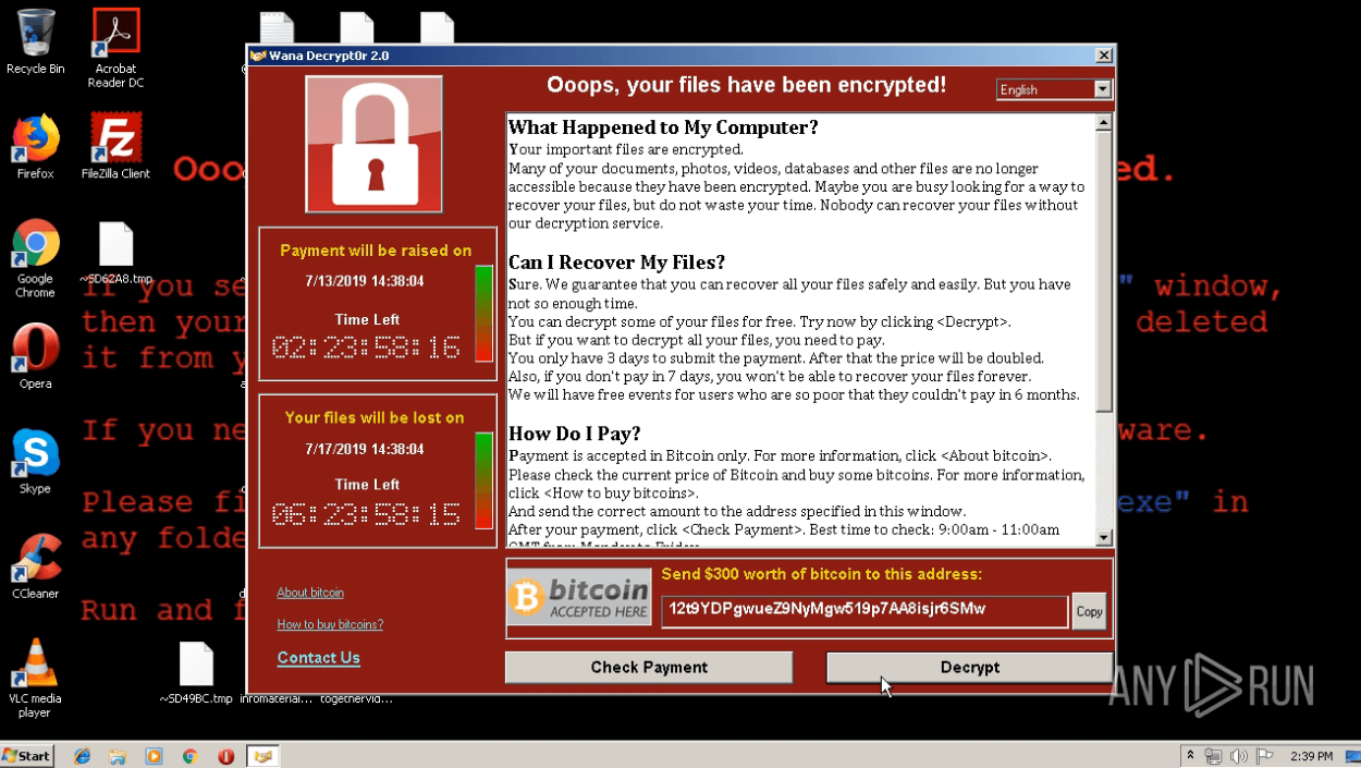 WannaCry analysis in ANY.RUN